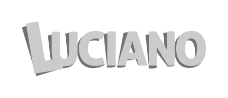 Logotype en niveau de gris de la marque de pâtes Luciano