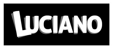 Logotype noir au blanc de la marque de pâtes Luciano