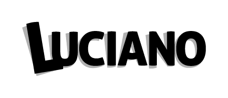 Logotype noir et blanc de la marque de pâtes Luciano